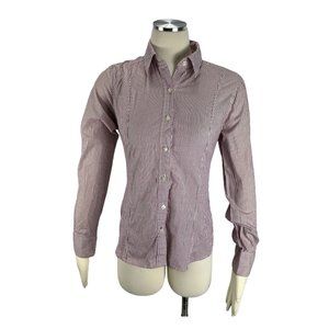 Metaphor Small Button Front Striped Blouse Stretch